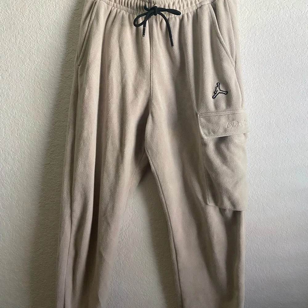 Jordan Essential Fleece Winter Cream Jogger Cargo Sweat Streetwear Pants Size S